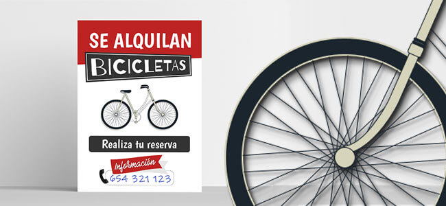 Cartel alquiler de bicicletas - CartelGratis.com