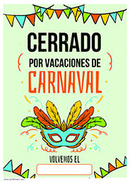 Cerrado por vacaciones de carnaval