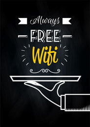 Cartel retro always free wifi para restaurante 