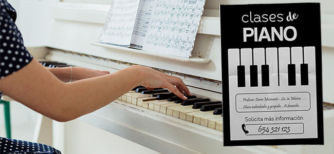 Cartel de clases de piano - CartelGratis.com