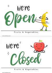 Cartel de abierto cerrado para tu frutería de CartelGratis.com 