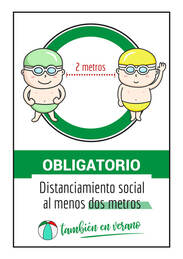 Un cartel de distanciamiento social para verano - CartelGratis.com