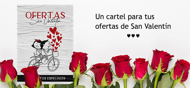 Cartel de ofertas para San Valentín - CartelGratis.com