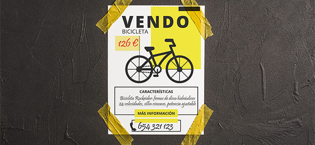 Cartel se vende bicicleta